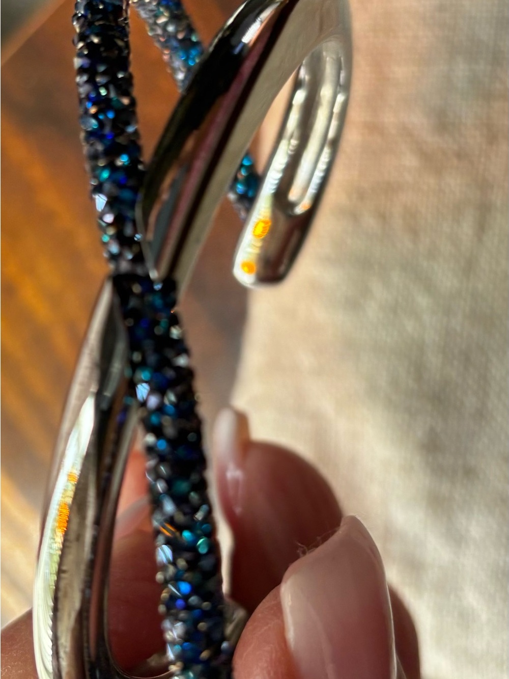Swarovski Teal-Blue Crystal Pavé Silver Bracelet